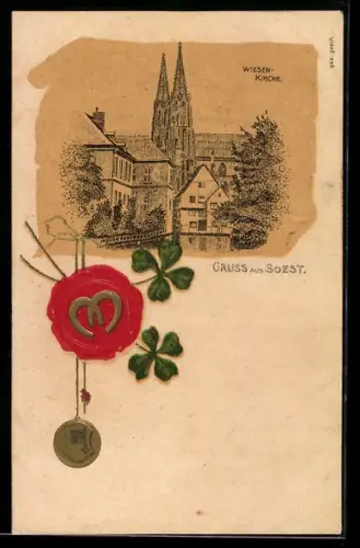 AK Soest, Blick auf die Wiesen-Kirche