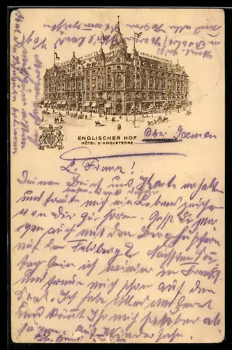 Lithographie Frankfurt /Main, Ansicht vom Hotel Englischer Hof