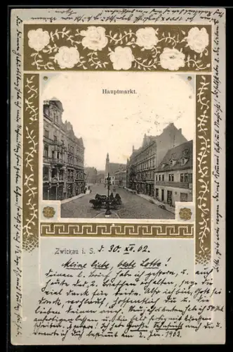 AK Zwickau i. S., Blick auf den Hauptmarkt