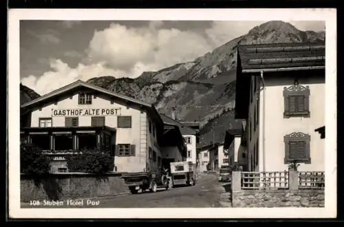 AK Stuben a. A., Strassenpartie mit Gasthof zur Post