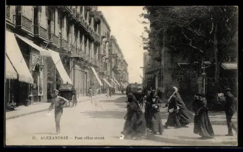 AK Alexandria, Post office street mit Frauen