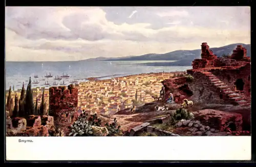 Künstler-AK Smyrna, Totalansicht