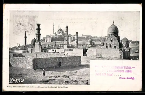 AK Kairo, Teilansicht mit Moscheen, um 1900