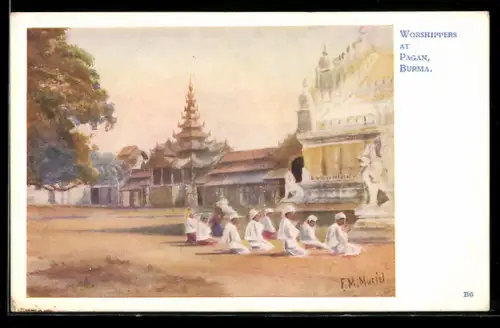 Künstler-AK Pagan, Worshippers, Betende an einem Tempel