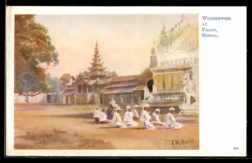 Künstler-AK Pagan, Worshippers, Betende an einem Tempel