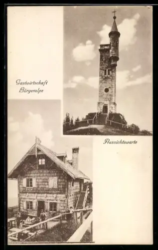 AK Mariazell, Aussichtswarte und Gastwirtschaft Bürgeralpe