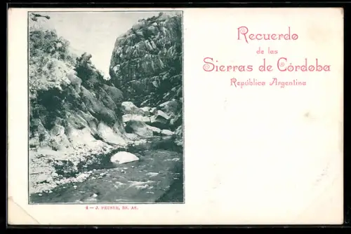 AK Sierra de Córdoba, Flusspartie mit Felsformationen