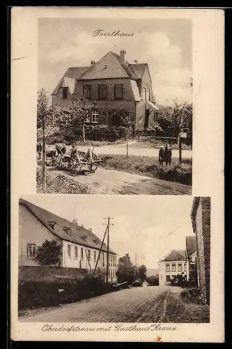AK Longcamp, Forsthaus und Oberdorfstrasse mit Gasthaus Kranz