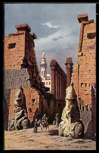 Künstler-AK Friedrich Perlberg: Temple à Luxor