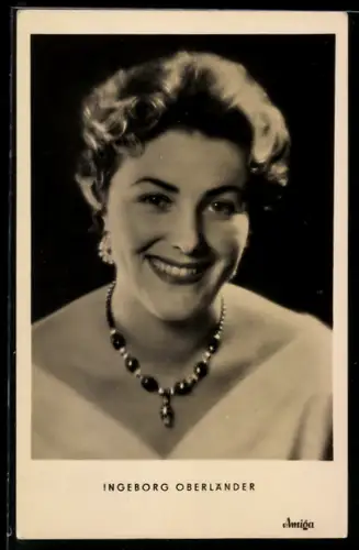 AK Schauspielerin Ingeborg Oberländer mit lächelndem Gesicht