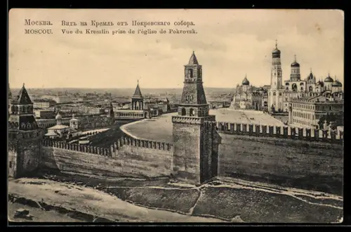 AK Moskau, Blick auf den Kreml von der Pokrovsk-Kirche aus