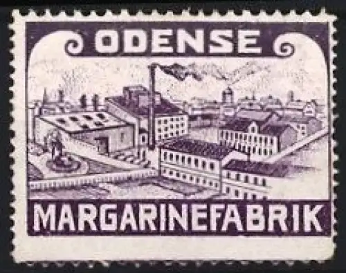 Reklamemarke Odense, Margarinefabrik, Fabrikansicht
