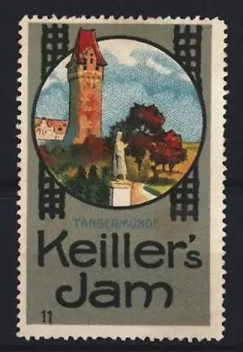 Reklamemarke Tangermünde, Keiller`s Jam, Marmelade, Burgturm und Statue