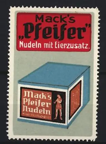 Reklamemarke Mack, Nudeln mit Eierzusatz, Nudelverpackung