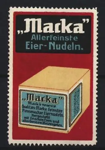 Reklamemarke Macka Eier-Nudeln, Nudelpackung