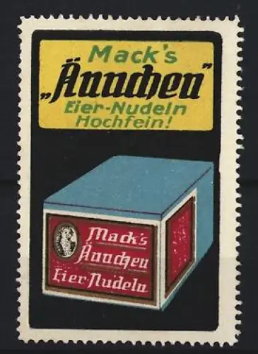 Reklamemarke Mack`s Eiernudeln, Nudelschachtel