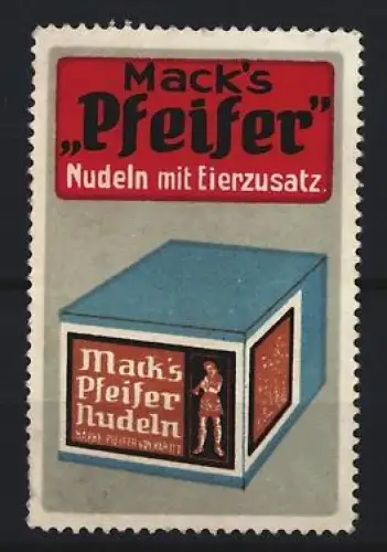 Reklamemarke Mack, Pfeifer Nudeln mit Eierzusatz, Nudelpackung