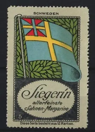 Reklamemarke Schweden, Siegerin Sahnen-Margarine, Flagge