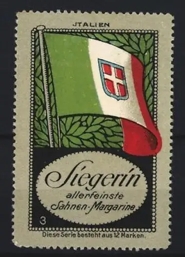 Reklamemarke Italien, Siegerin Sahnen-Margarine, italienische Flagge