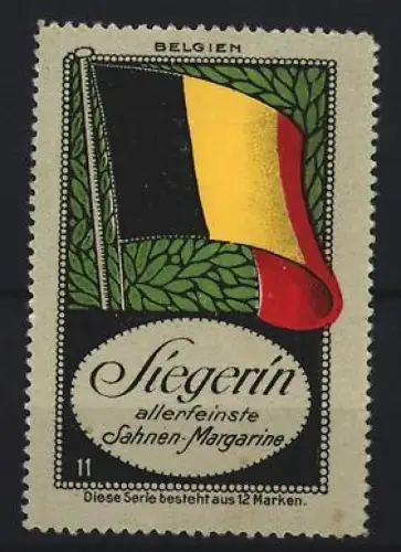 Reklamemarke Belgien, Siegerin Sahnen-Margarine, belgische Flagge