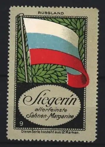 Reklamemarke Russland, Siegerin Sahnen-Margarine, Flagge