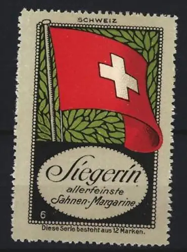 Reklamemarke Schweiz, Sahnen-Margarine der Marke Siegerin, Schweizer Flagge