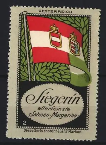 Reklamemarke Österreich, Sahnen-Margarine der Marke Siegerin, Flagge und Wappen