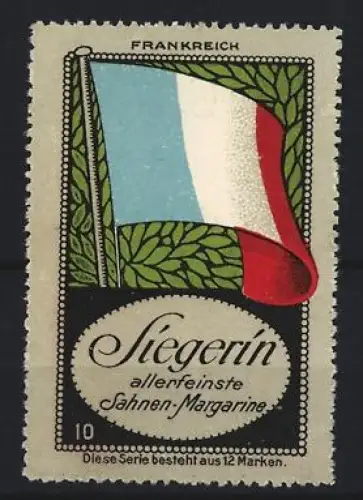 Reklamemarke Frankreich, Sahnen-Margarine der Marke Siegerin, französische Flagge