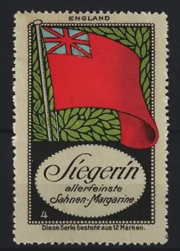 Reklamemarke England, Sahnen-Margarine der Marke Siegerin, Flagge