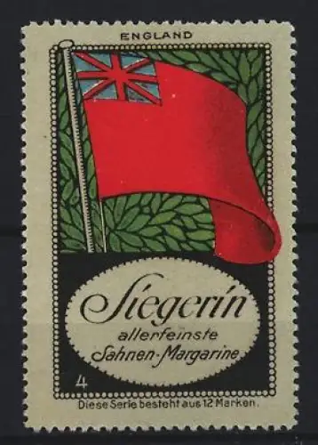 Reklamemarke England, Sahnen-Margarine der Marke Siegerin, Rote Flagge mit Union Jack