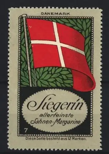 Reklamemarke Dänemark, Sahnen-Margarine Marke Siegerin, dänische Flagge