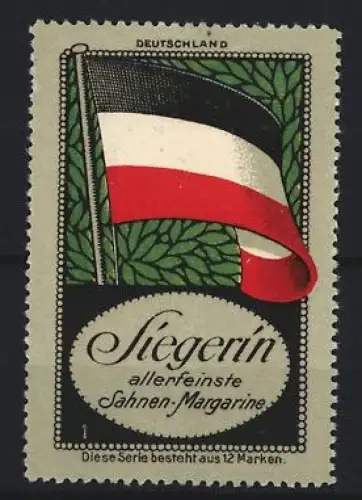 Reklamemarke Deutschland, Sahnen-Margarine Marke Siegerin, Flagge und Blätterdesign