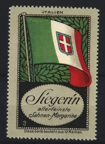 Reklamemarke Italien, Sahnen-Margarine Marke Siegerin, italienische Flagge