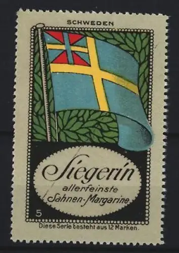 Reklamemarke Schweden, Marke Siegerin Sahnen-Margarine, Flagge Schwedens