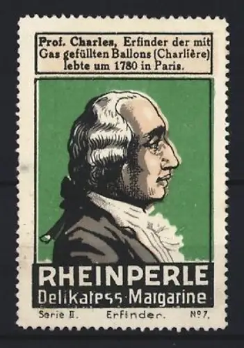Reklamemarke Rheinperle, Delikapess Margarine, Porträt von Prof. Charles