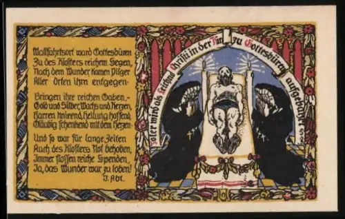 Notgeld Helmarshausen an der Diemel 1921, 50 Pf, Kloster Helmarshausen und Pilgermotiv