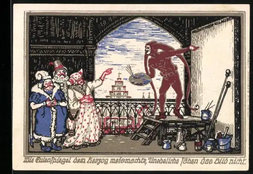 Notgeld Kneitlingen 1921, 75 Pfennig, Till Eulenspiegel und Eulenmotive