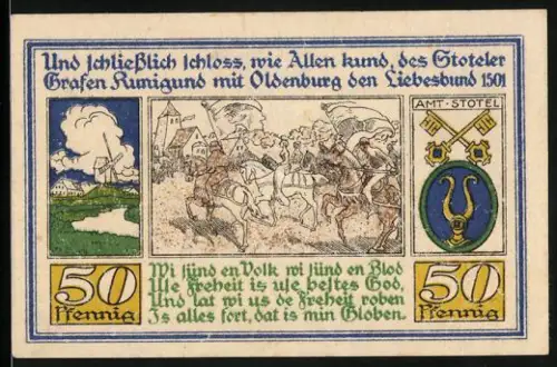 Notgeld Stotel 1921, 50 Pfennig, Grafenvereinigung und Landschaftsmotive
