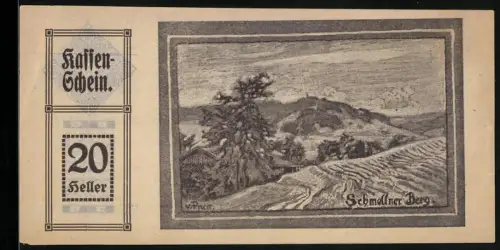 Notgeld Maria Schmolln 1920, 20 Heller, Landschaft mit Schmollner Berg