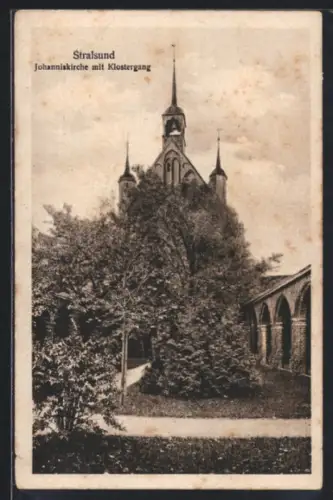 AK Stralsund, Johanniskirche mit Klostergang