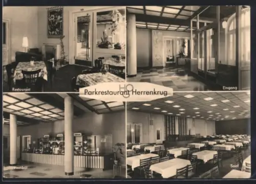 AK Magdeburg, Parkrestaurant Herrenkrug, Restaurant, Vestibül, Saal, Eingang