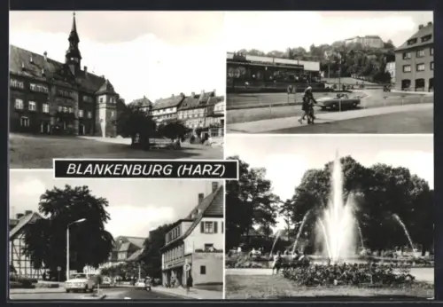 AK Blankenburg /Harz, Markt mit Rathaus, Lühnertorplatz, Mauerstrasse, Thiepark