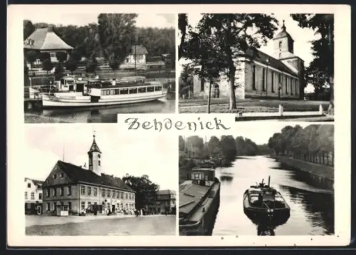 AK Zehdenick, Kirche, Rathaus, Schifffahrt, Kanal