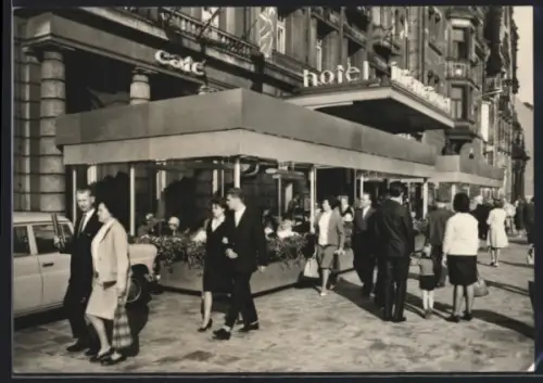 AK Leipzig, Hotel International, Café, Strassenansicht