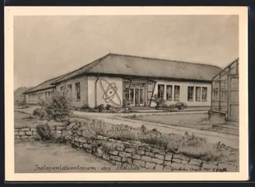 Künstler-AK Gatersleben /Aschersleben, Isotopenlaboratorium des Instituts für Kulturpflanzenforschung