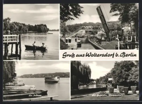 AK Woltersdorf b. Berlin, Fähranleger, Schleuse, Am Kalksee, HO-Gaststätte Liebesquelle
