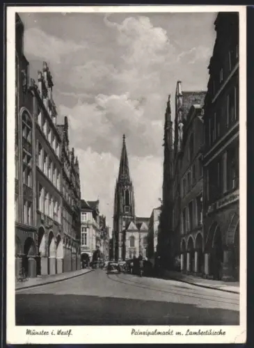 AK Münster i. Westf., Prinzipalmarkt, Lambertikirche