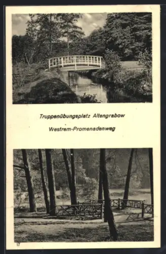 AK Altengrabow, Truppenübungsplatz, Westrem-Promenadenweg, Brückenansichten