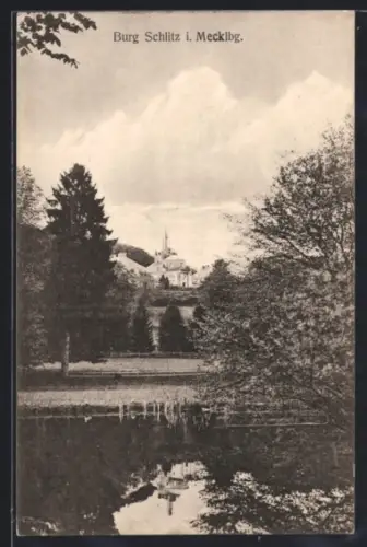 AK Schlitz i. Mecklbg., Burg Schlitz, Parkanlage, Teich