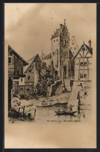 Künstler-AK Riedlingen, Mühlturm